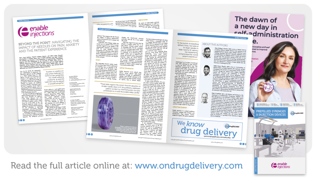 Beyond the Point: Navigating the Impact of Needles on Pain, Anxiety, and the Patient Experience Ondrugdel-pfs-jan2024-enable-injections Collage Enable Injections